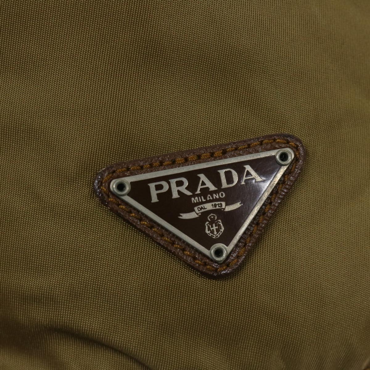 PRADA Drawstring Pouch Pouch Nylon Brown Auth bs12184