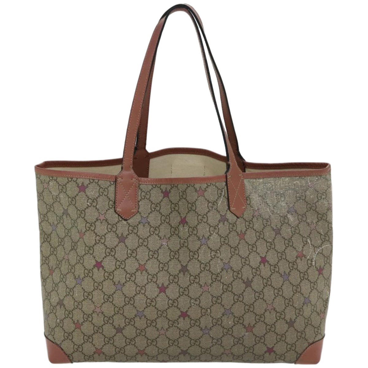 GUCCI GG Supreme Tote Bag PVC Beige 309498 Auth bs12198