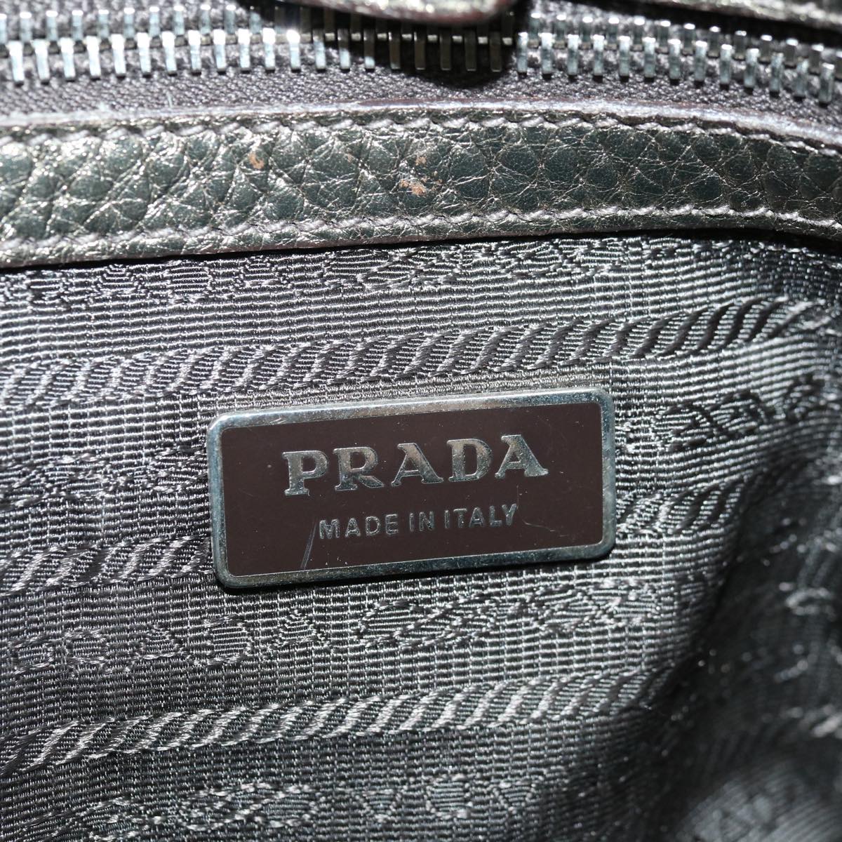 PRADA Shoulder Bag Leather Gold Tone Auth bs12202