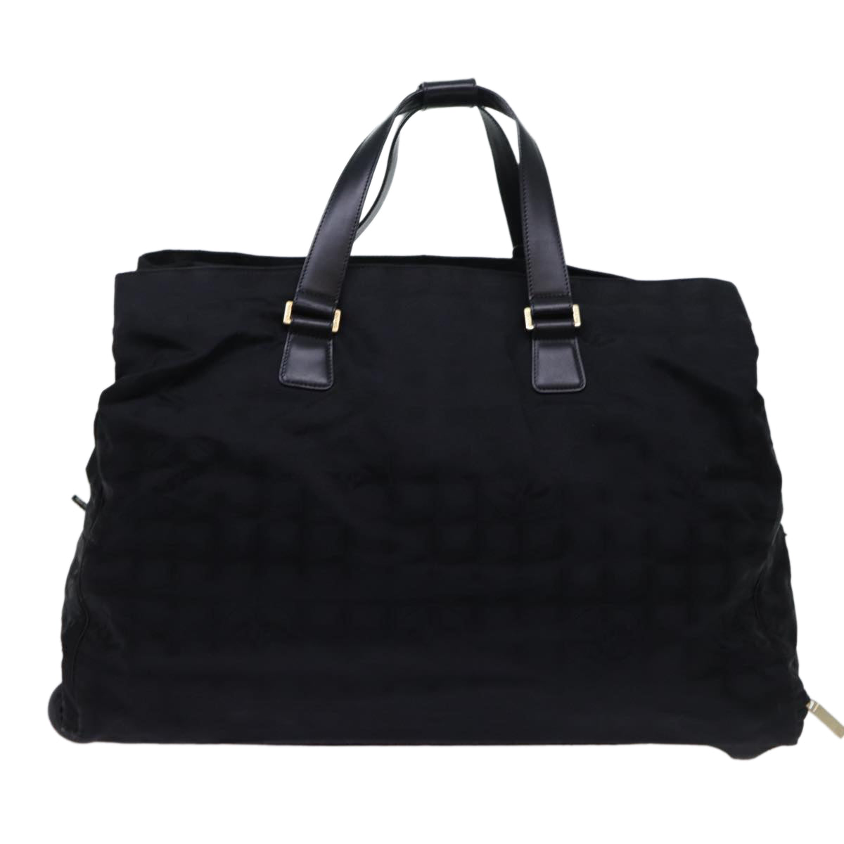 CHANEL Travel Line Carry Case Boston Bag Nylon Black CC Auth bs12217