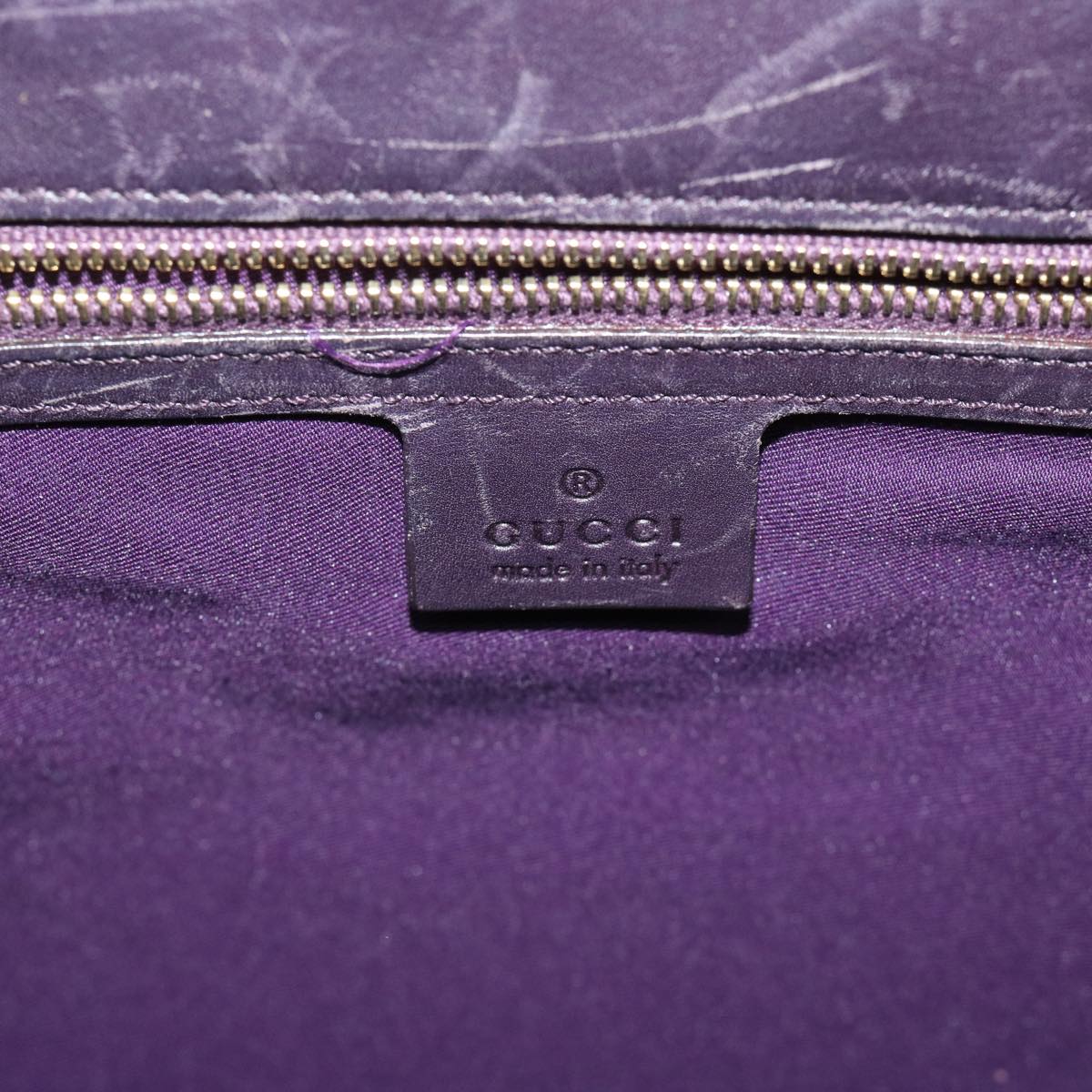 GUCCI Horsebit Hand Bag Leather Purple 145769 Auth bs12223