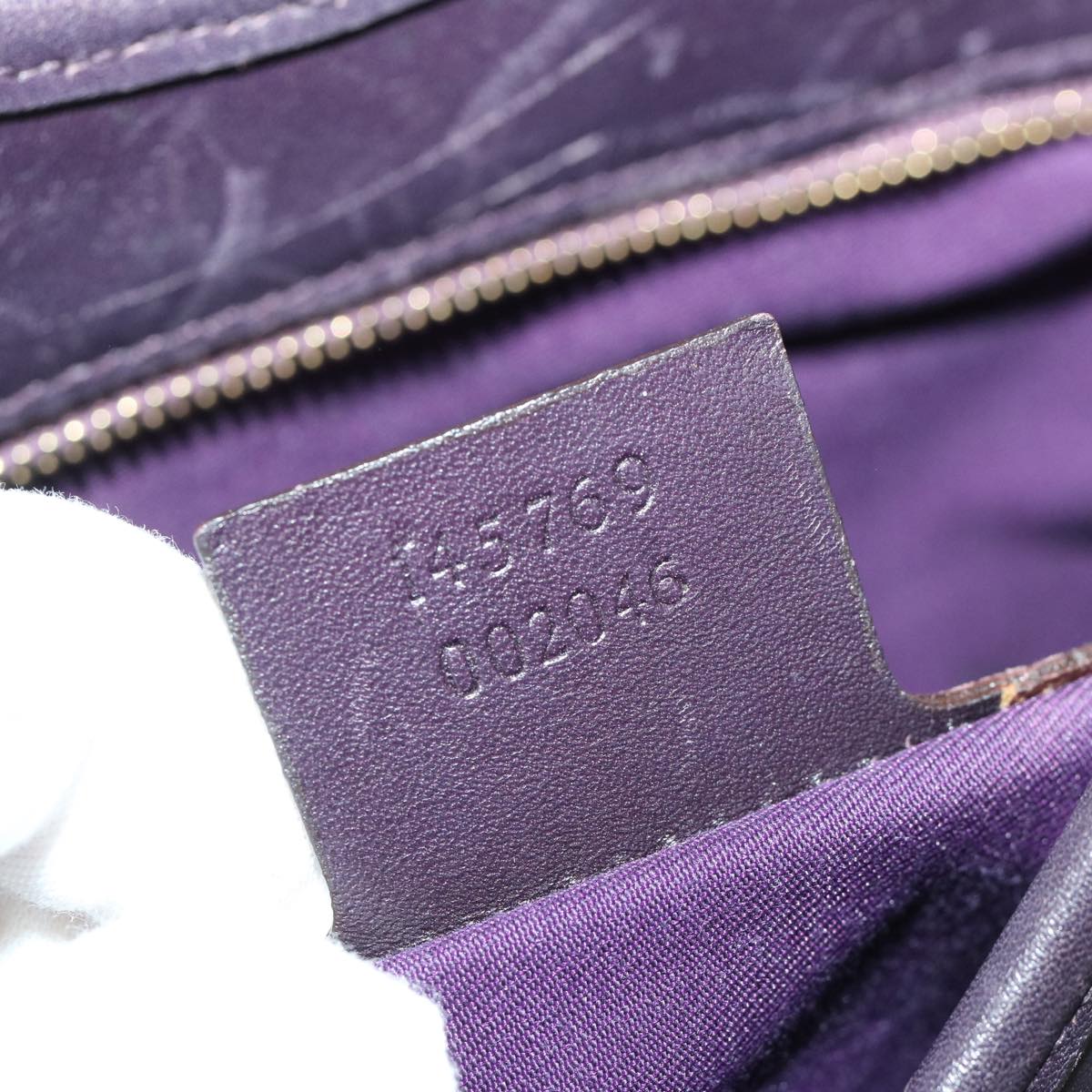 GUCCI Horsebit Hand Bag Leather Purple 145769 Auth bs12223