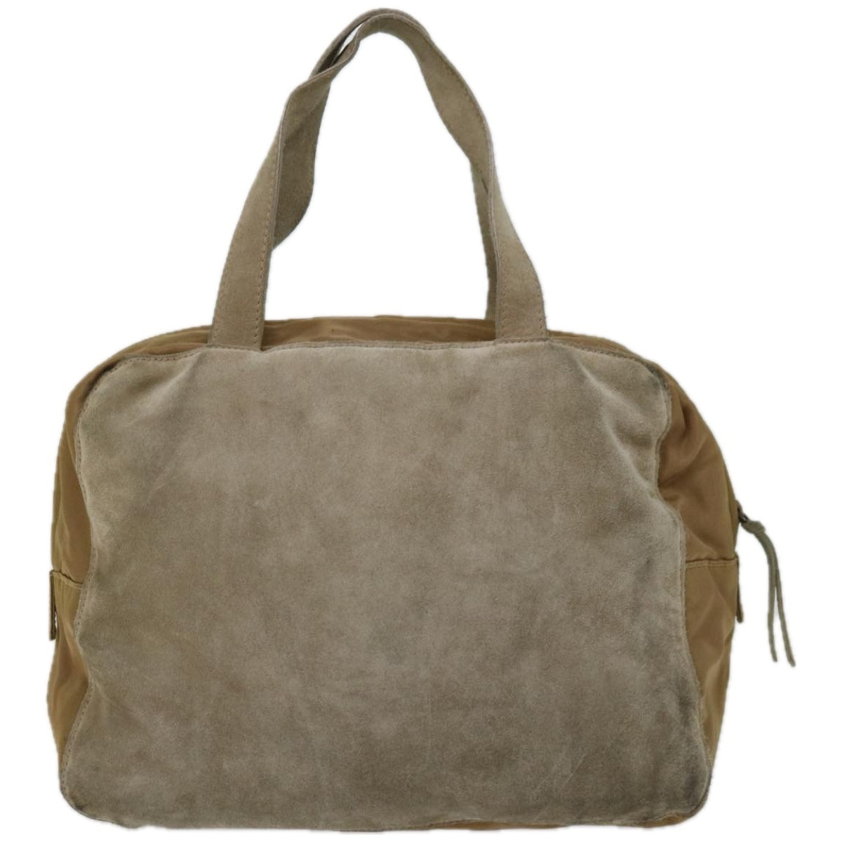 PRADA Hand Bag Suede Beige Auth bs12252