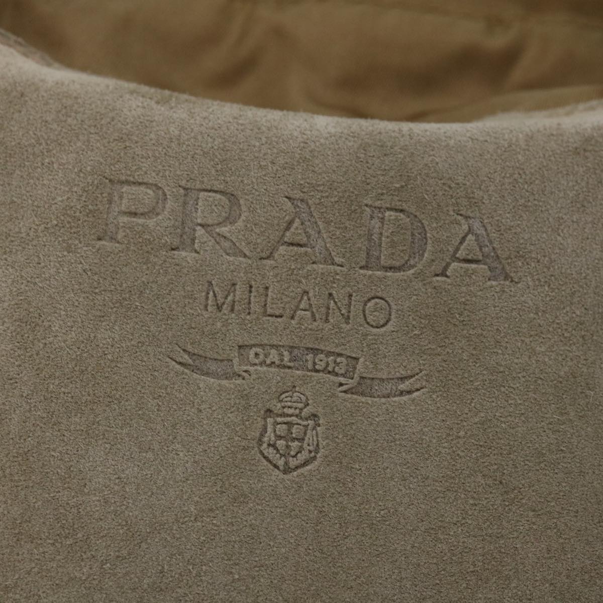 PRADA Hand Bag Suede Beige Auth bs12252