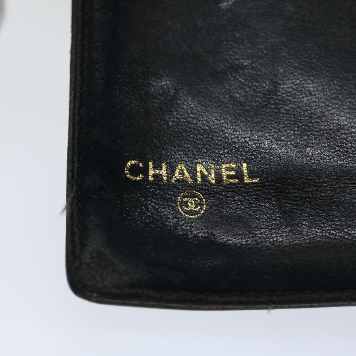 CHANEL COCO Mark Wallet Caviar Skin Black CC Auth bs12262