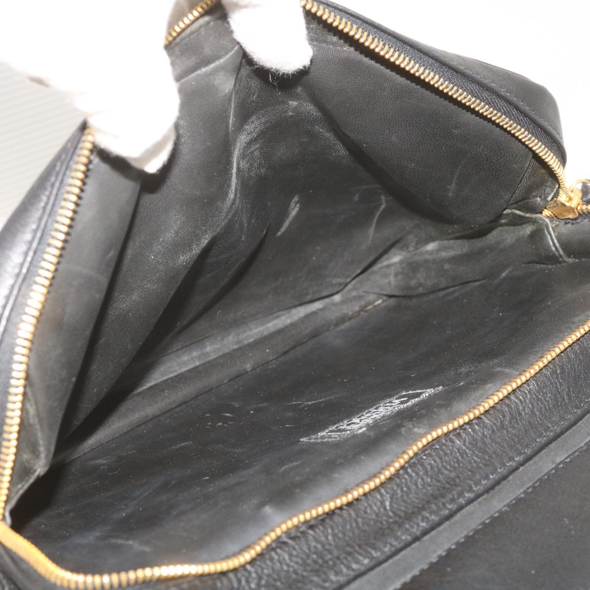 Gianni Versace Hand Bag Leather Black Auth bs12268