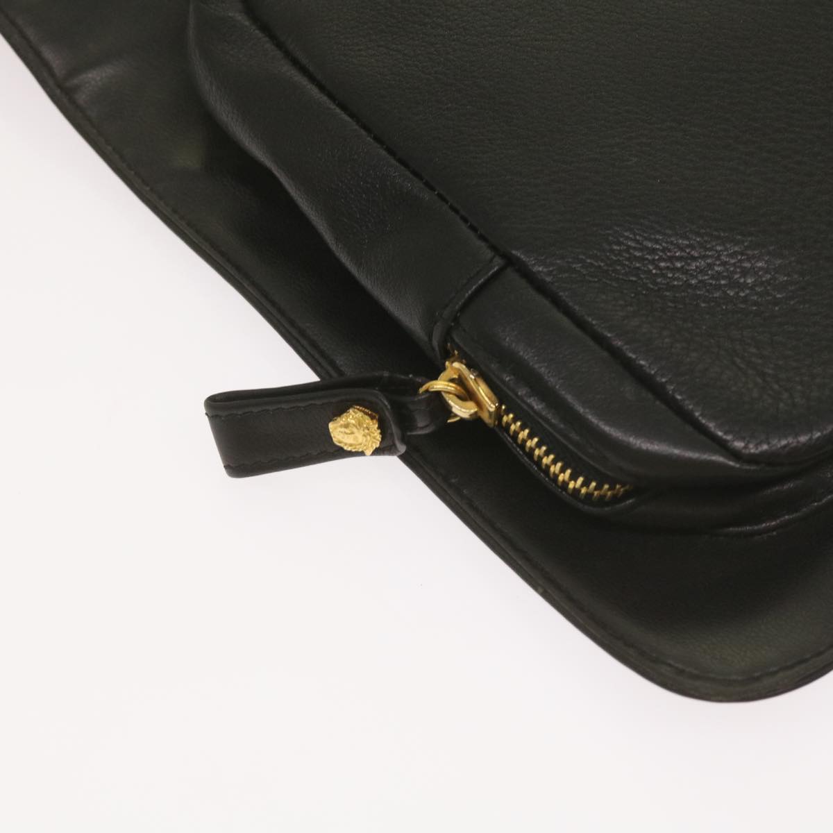 Gianni Versace Hand Bag Leather Black Auth bs12268