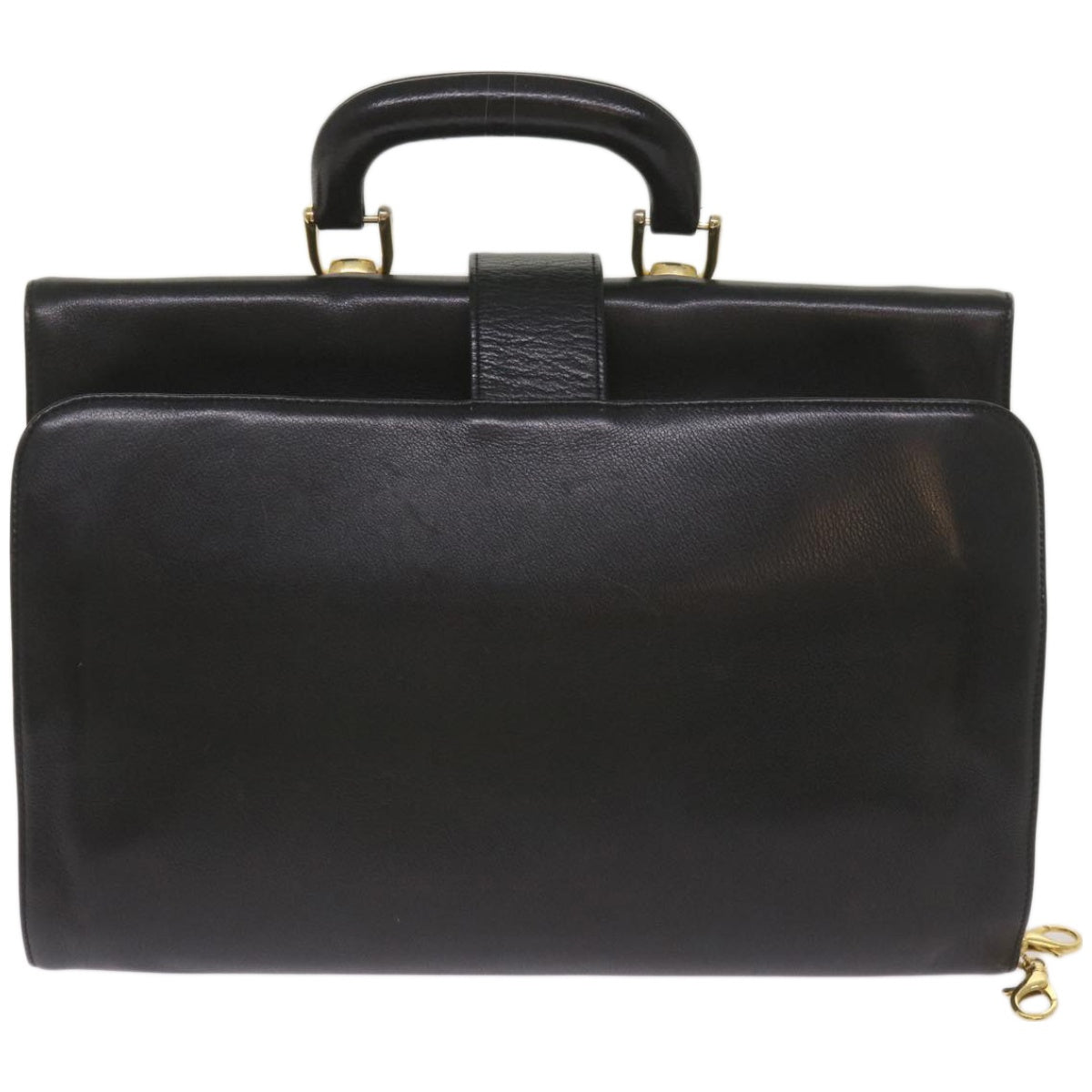 Gianni Versace Hand Bag Leather Black Auth bs12268