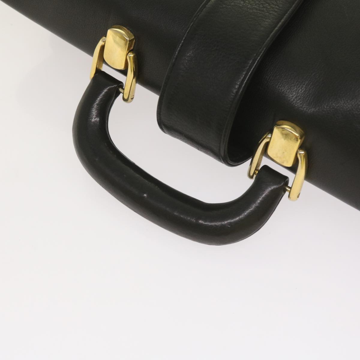 Gianni Versace Hand Bag Leather Black Auth bs12268