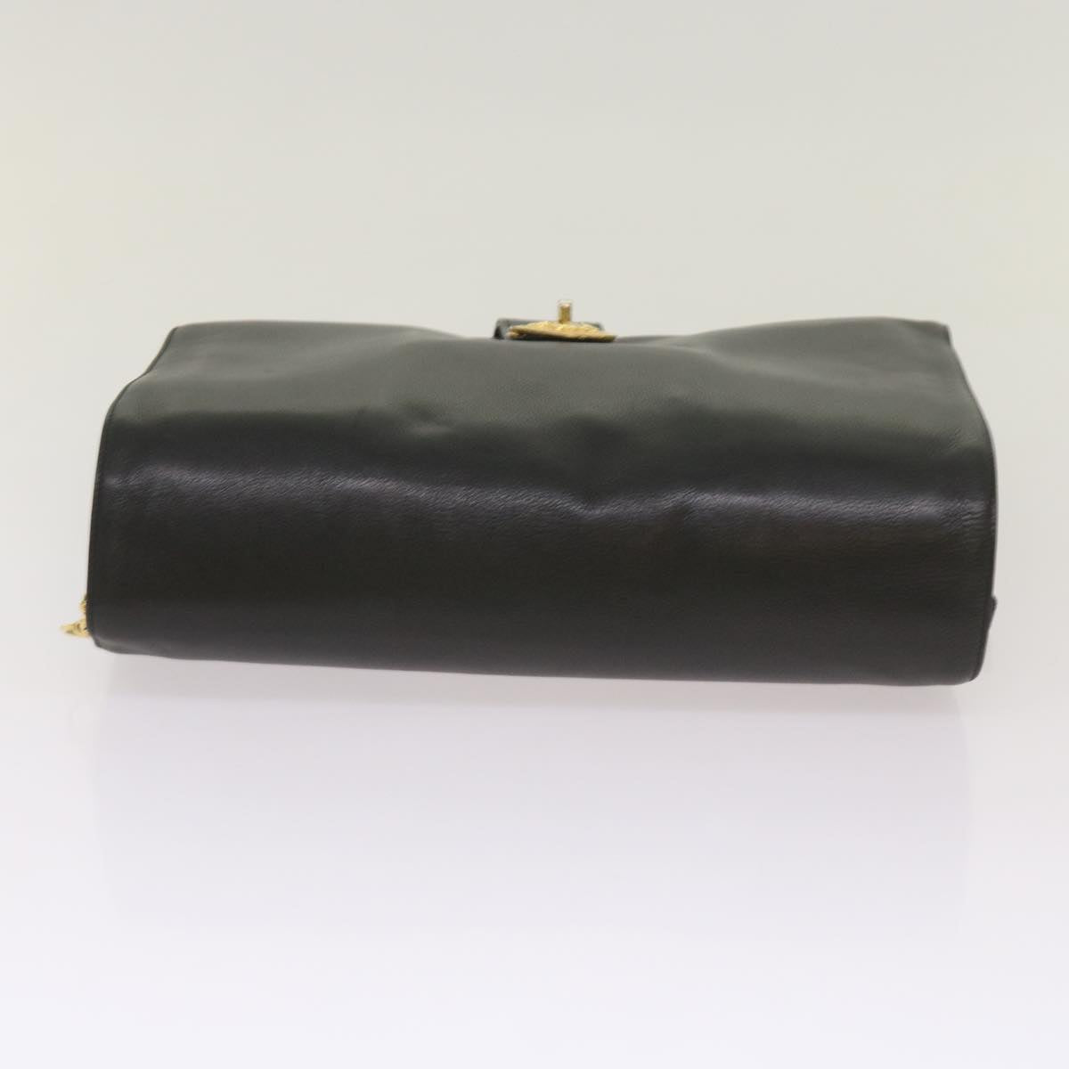 Gianni Versace Hand Bag Leather Black Auth bs12268