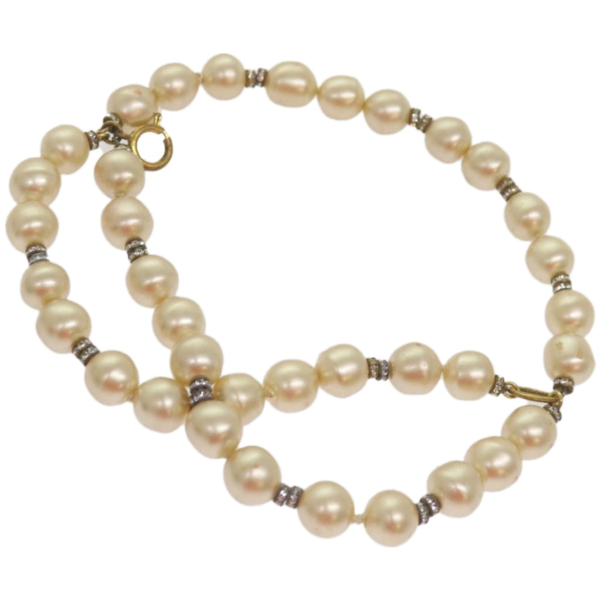 CHANEL Pearl Bracelet metal White CC Auth bs12272