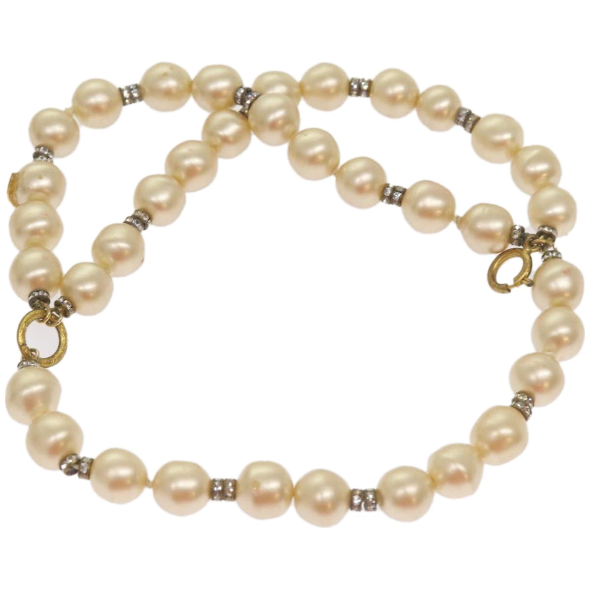 CHANEL Pearl Bracelet metal White CC Auth bs12272