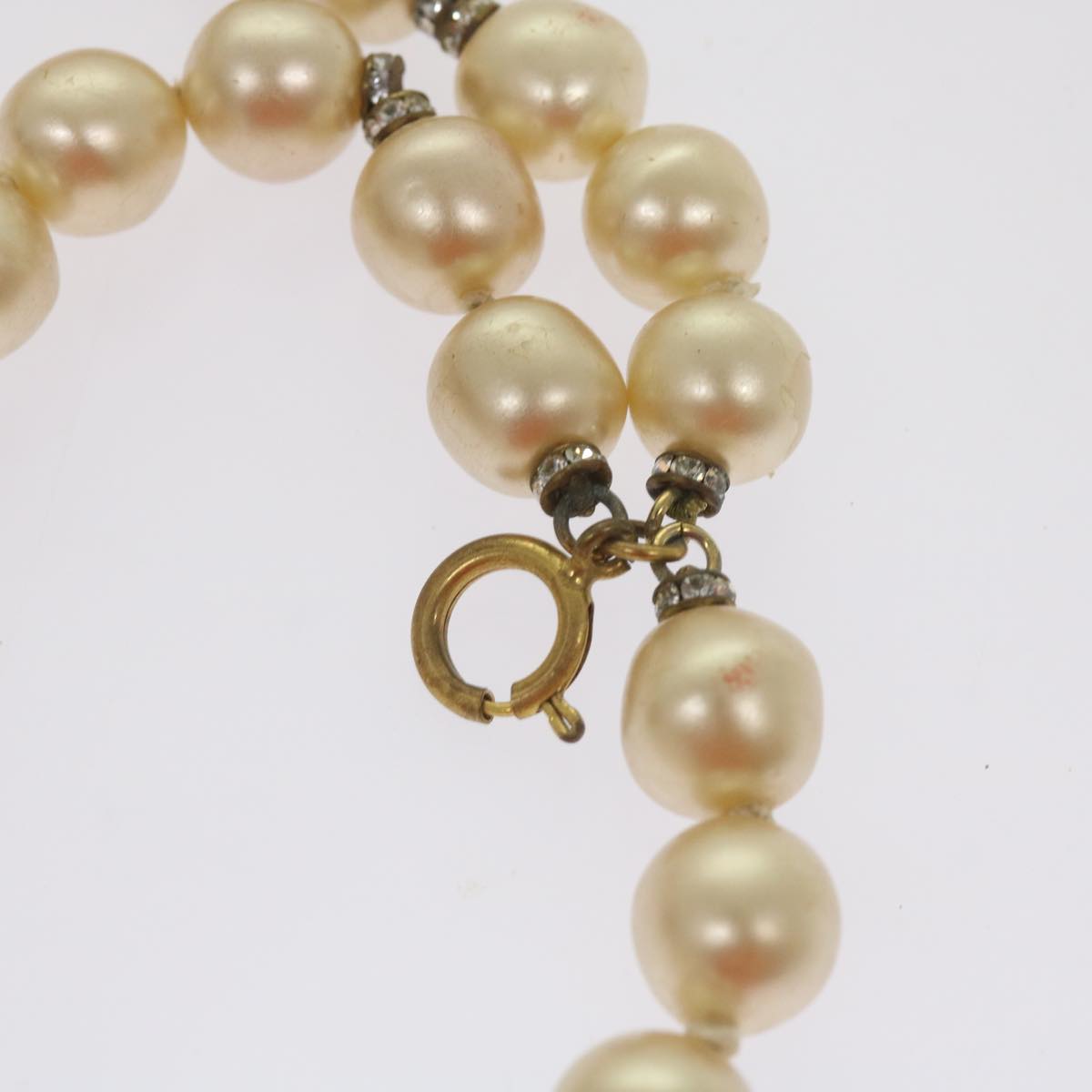 CHANEL Pearl Bracelet metal White CC Auth bs12272