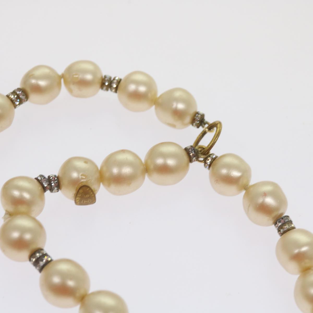 CHANEL Pearl Bracelet metal White CC Auth bs12272