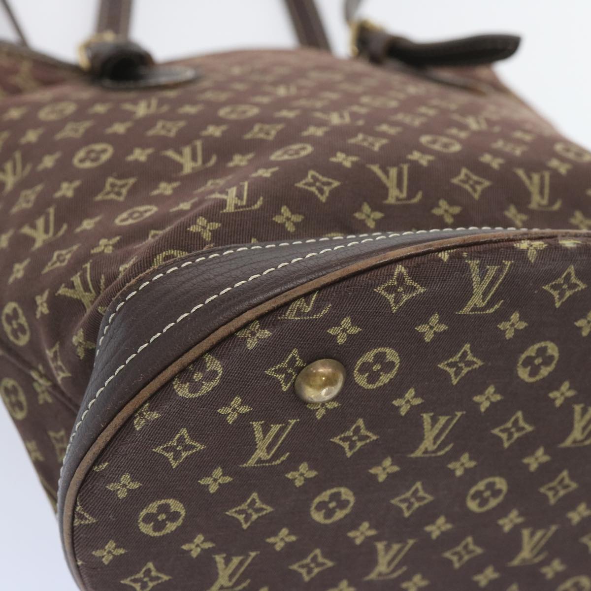 LOUIS VUITTON Monogram Mini Lin Bucket PM Shoulder Bag Brown M95226 Auth bs12287