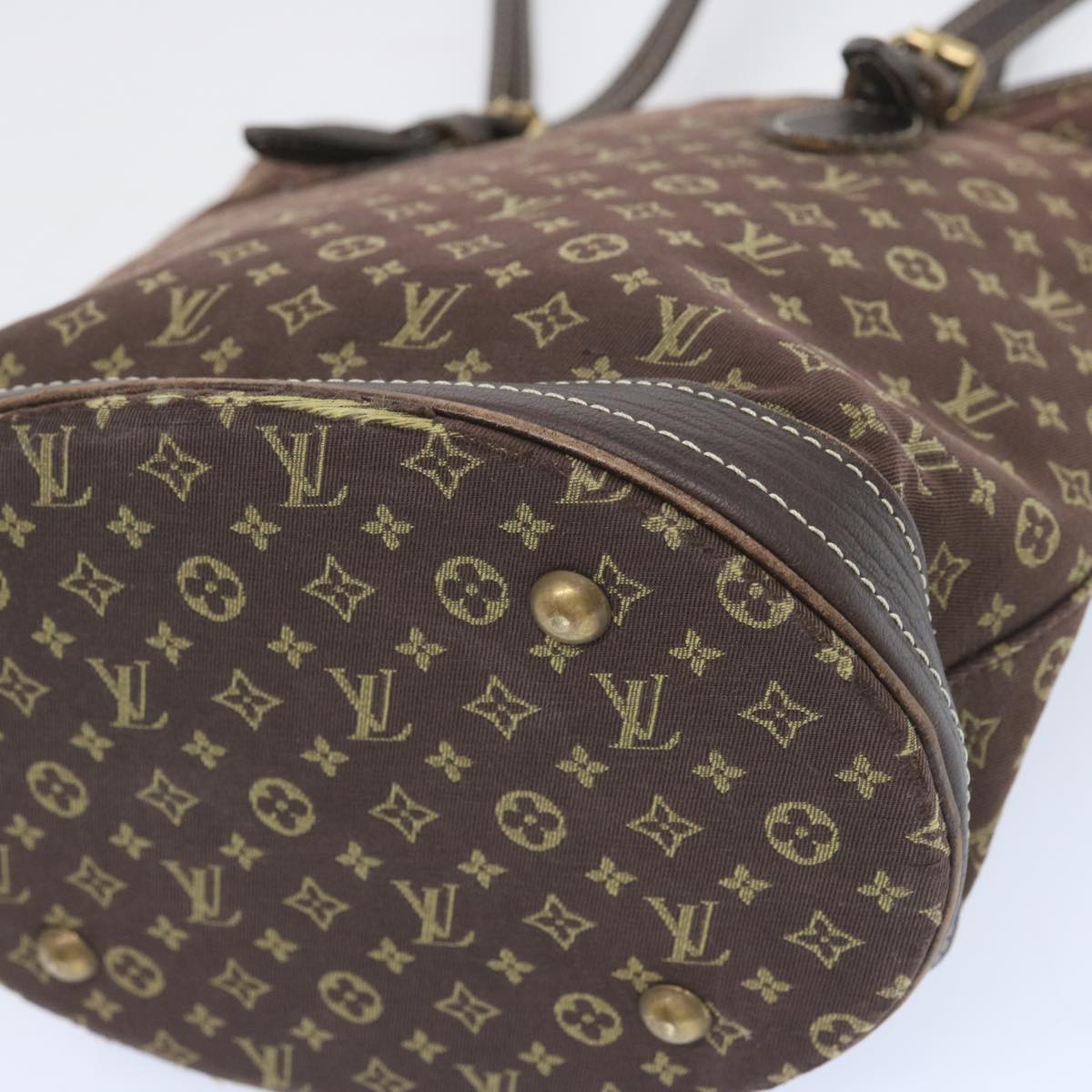 LOUIS VUITTON Monogram Mini Lin Bucket PM Shoulder Bag Brown M95226 Auth bs12287