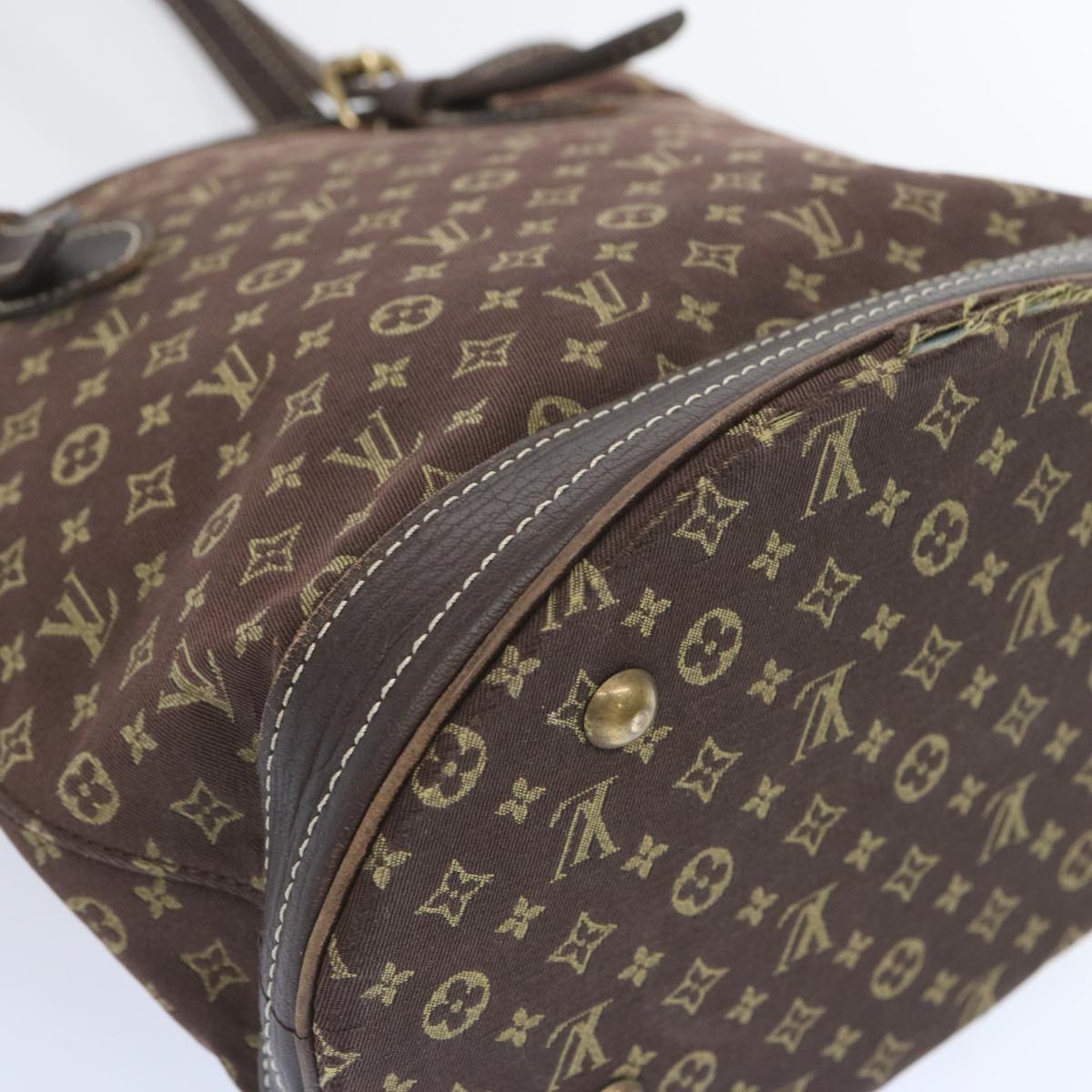 LOUIS VUITTON Monogram Mini Lin Bucket PM Shoulder Bag Brown M95226 Auth bs12287