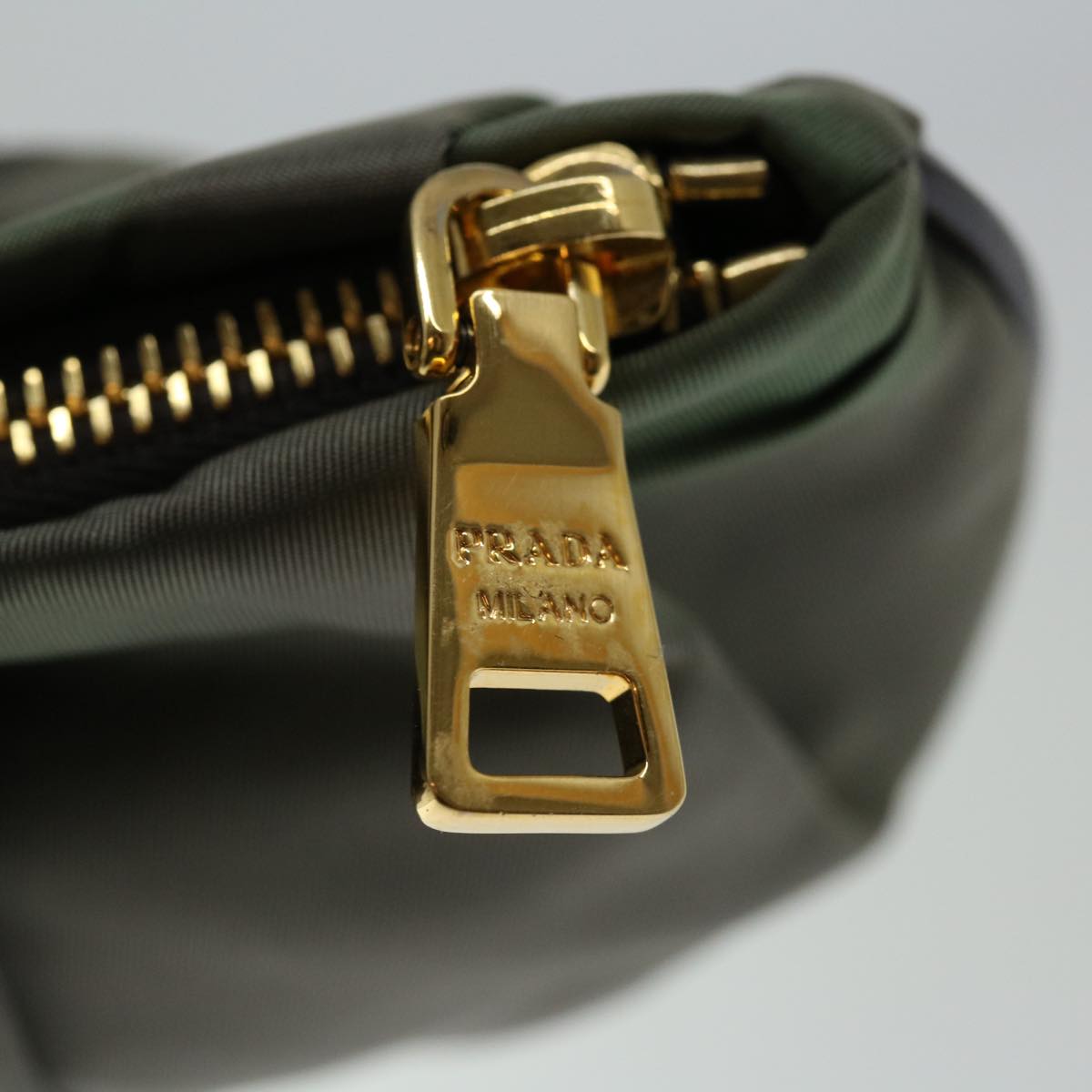 PRADA Pouch Nylon Khaki Auth bs12302