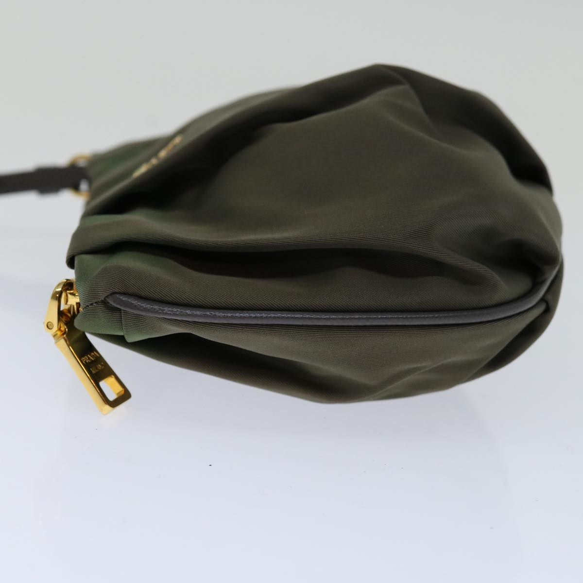 PRADA Pouch Nylon Khaki Auth bs12302