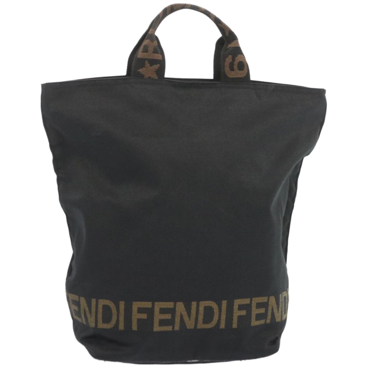 FENDI Hand Bag Canvas Black Auth bs12314