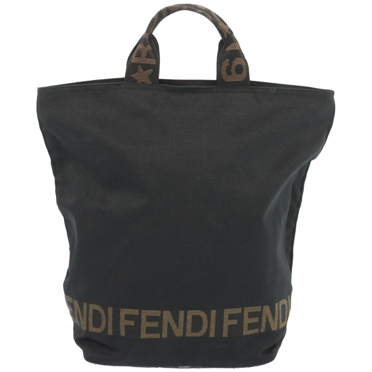 FENDI Hand Bag Canvas Black Auth bs12314