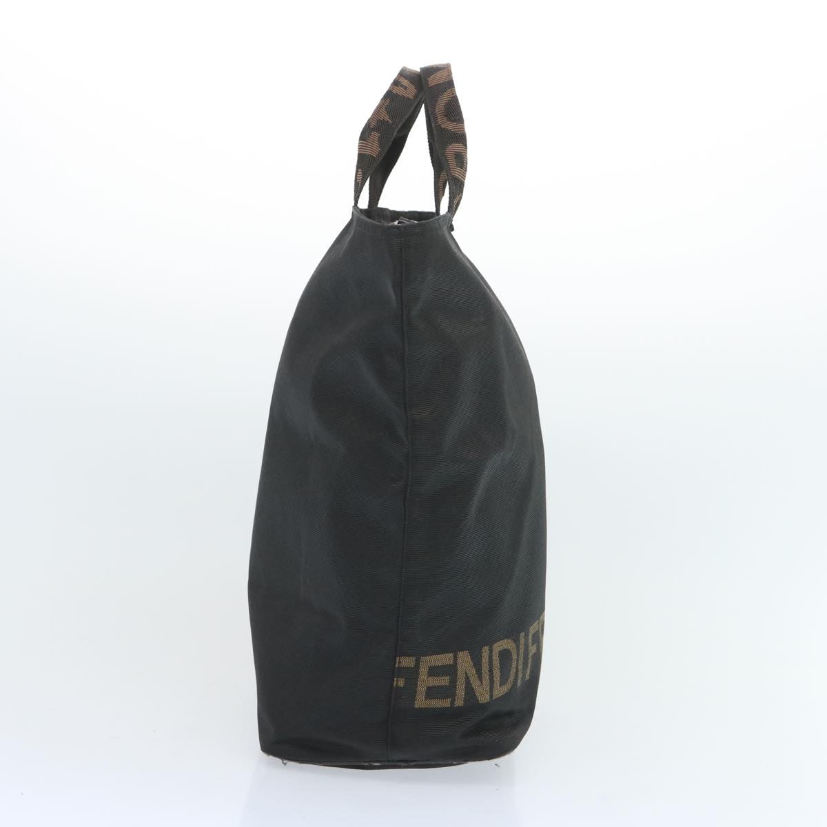 FENDI Hand Bag Canvas Black Auth bs12314