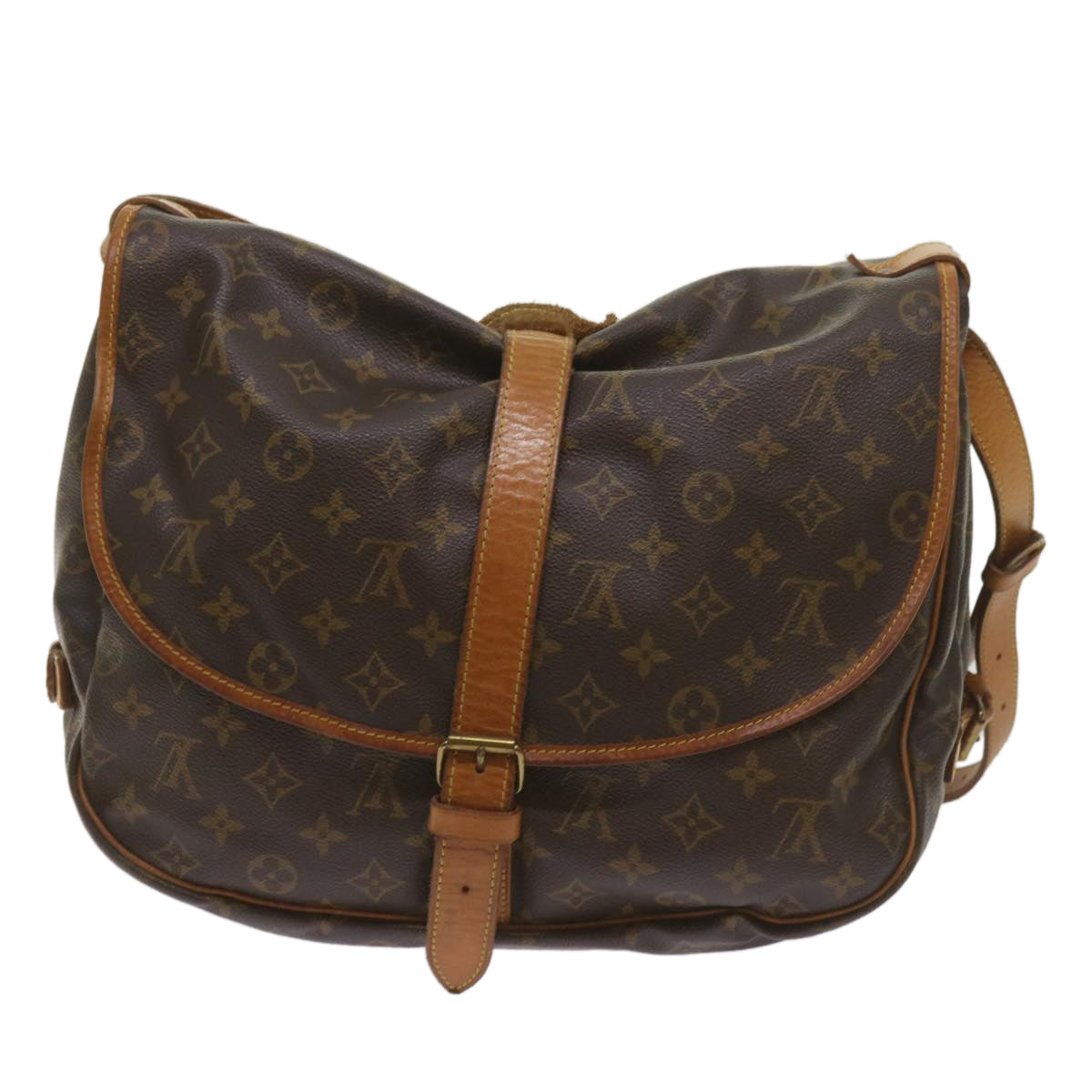 LOUIS VUITTON Monogram Saumur 35 Shoulder Bag M42254 LV Auth bs12317