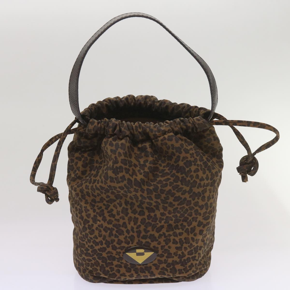 BOTTEGA VENETA Leopard Backpack Shoulder Bag Nylon 6Set Black Brown Auth bs12337