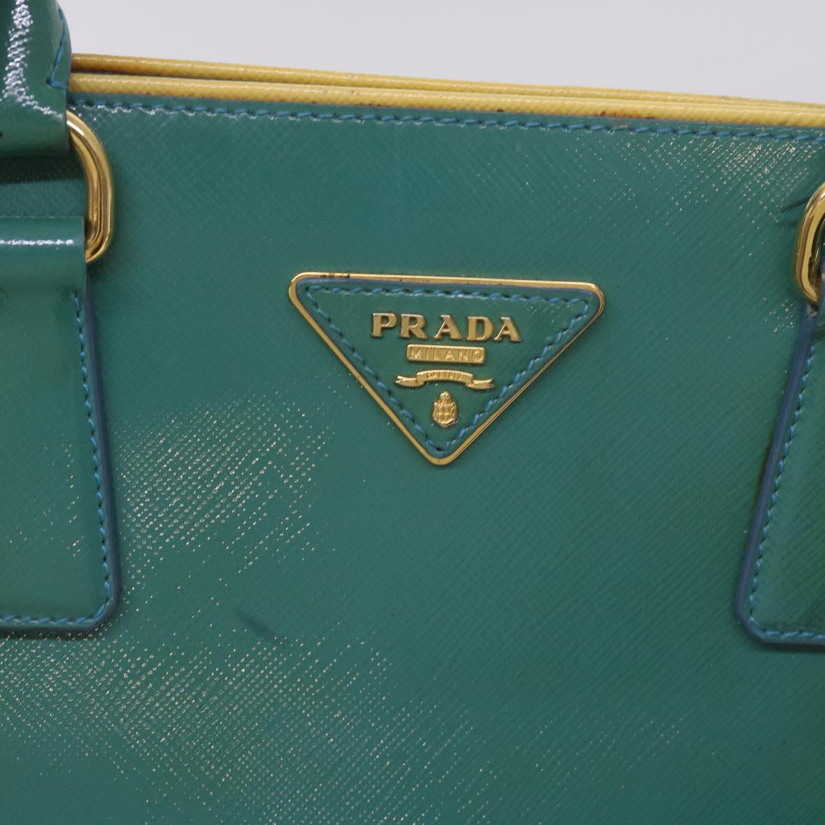 PRADA Hand Bag Leather 2way Turquoise Blue Auth bs12369