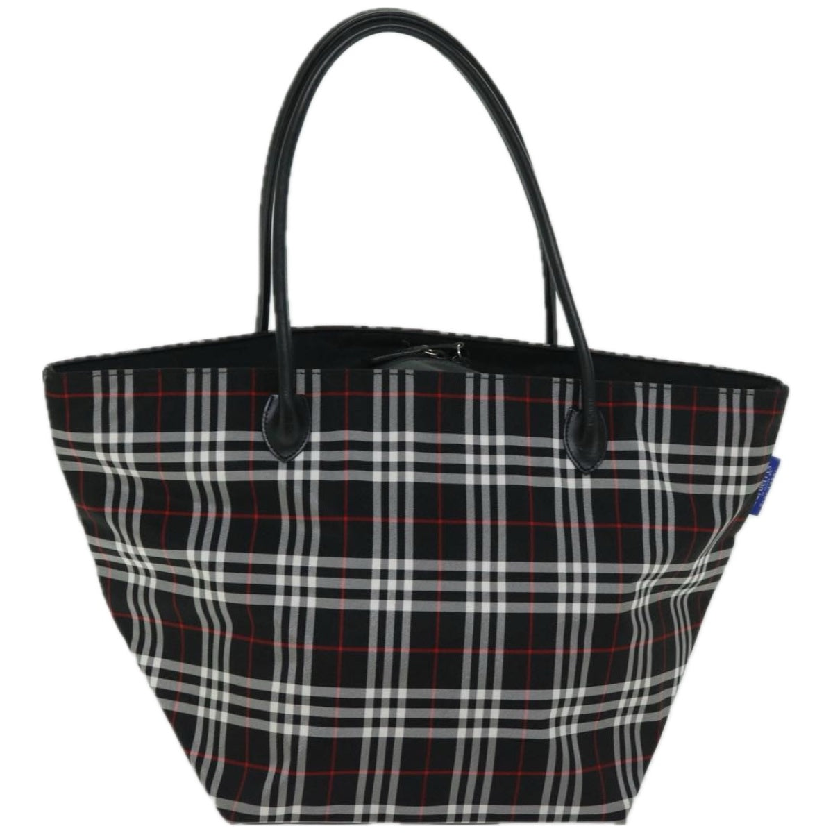 Burberrys Nova Check Blue Label Tote Bag Nylon Black Auth bs12380