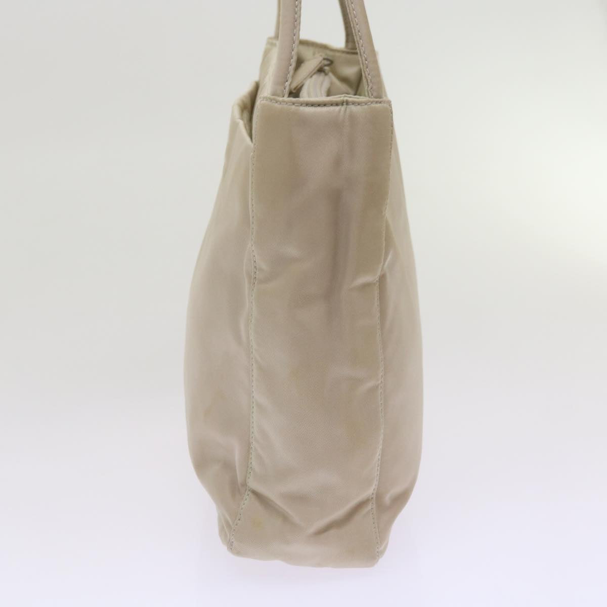 PRADA Hand Bag Nylon Beige Auth bs12390