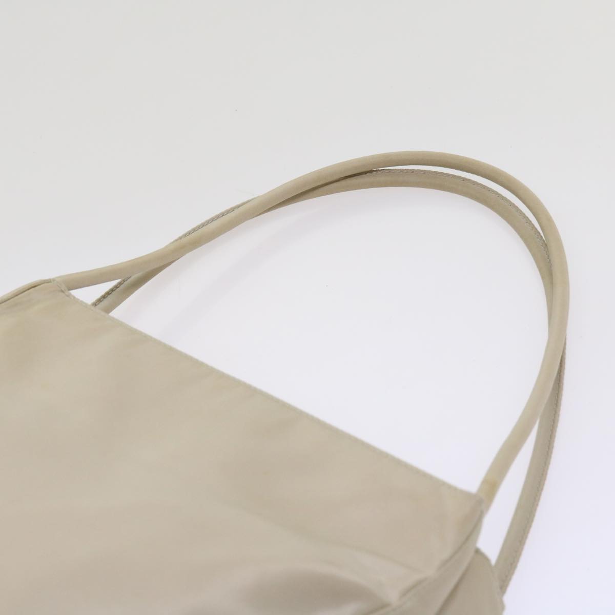 PRADA Hand Bag Nylon Beige Auth bs12390