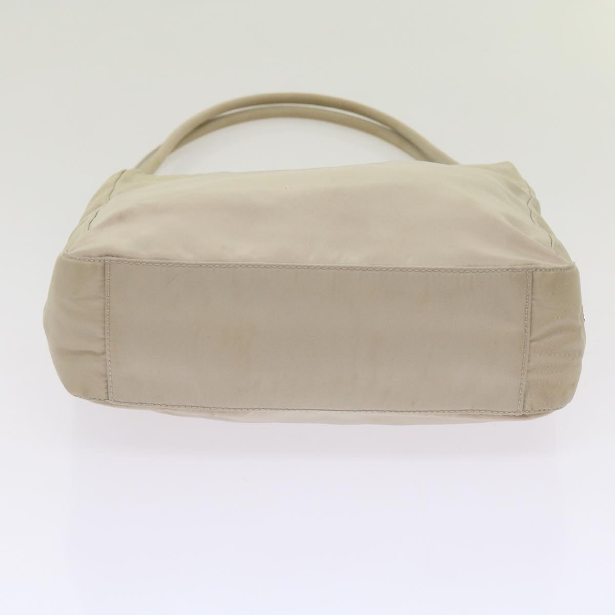 PRADA Hand Bag Nylon Beige Auth bs12390