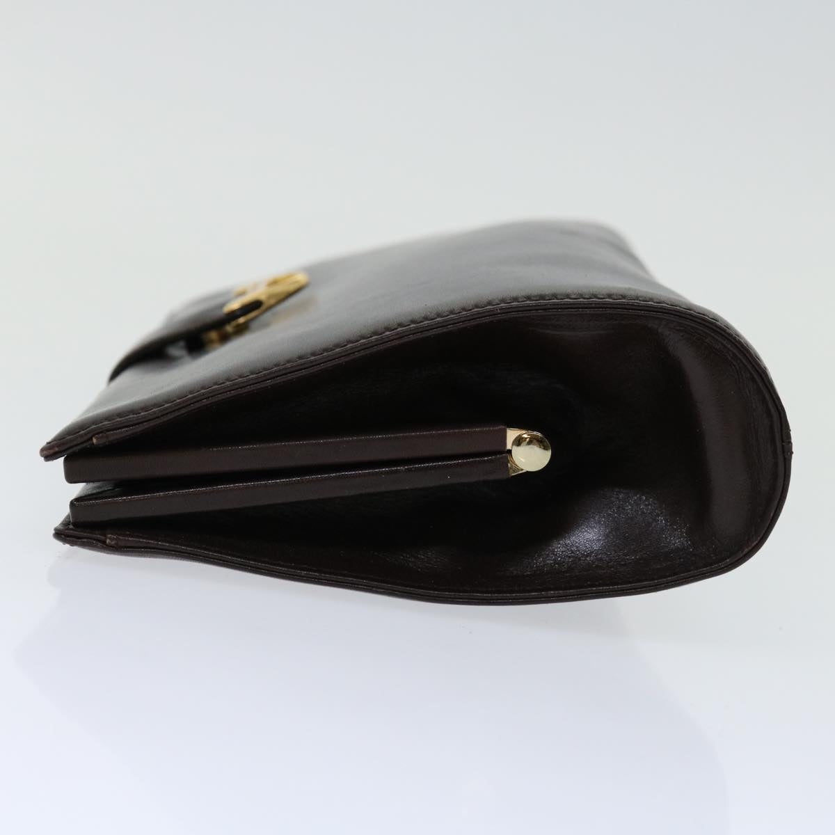 GIVENCHY Clutch Bag Leather Brown Auth bs12406