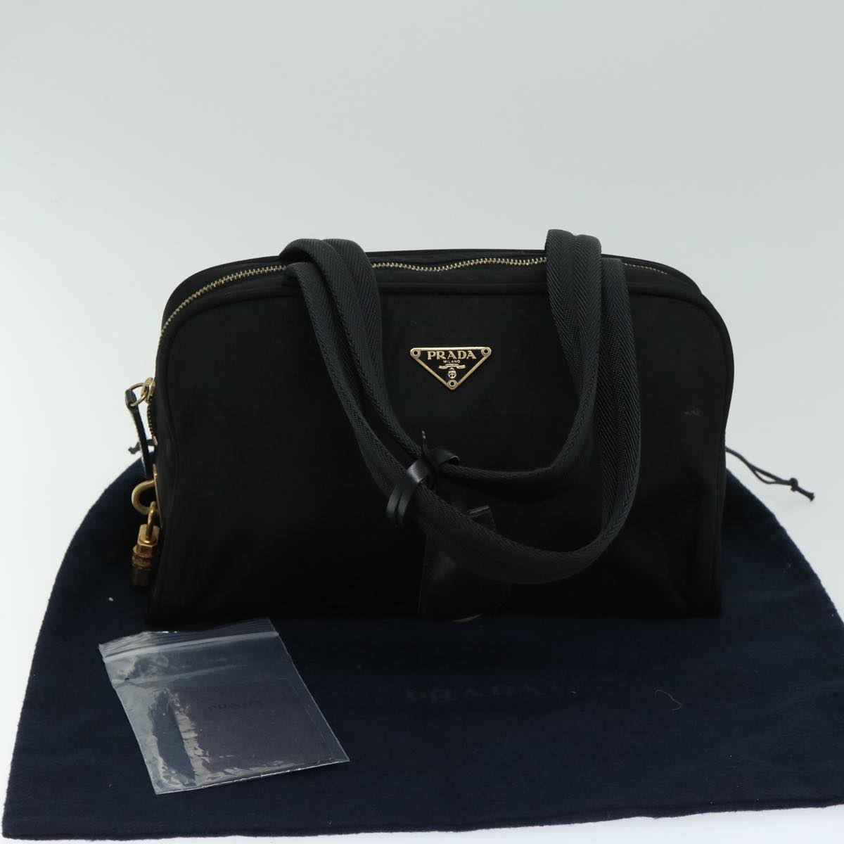 PRADA Hand Bag Nylon Black Auth bs12409