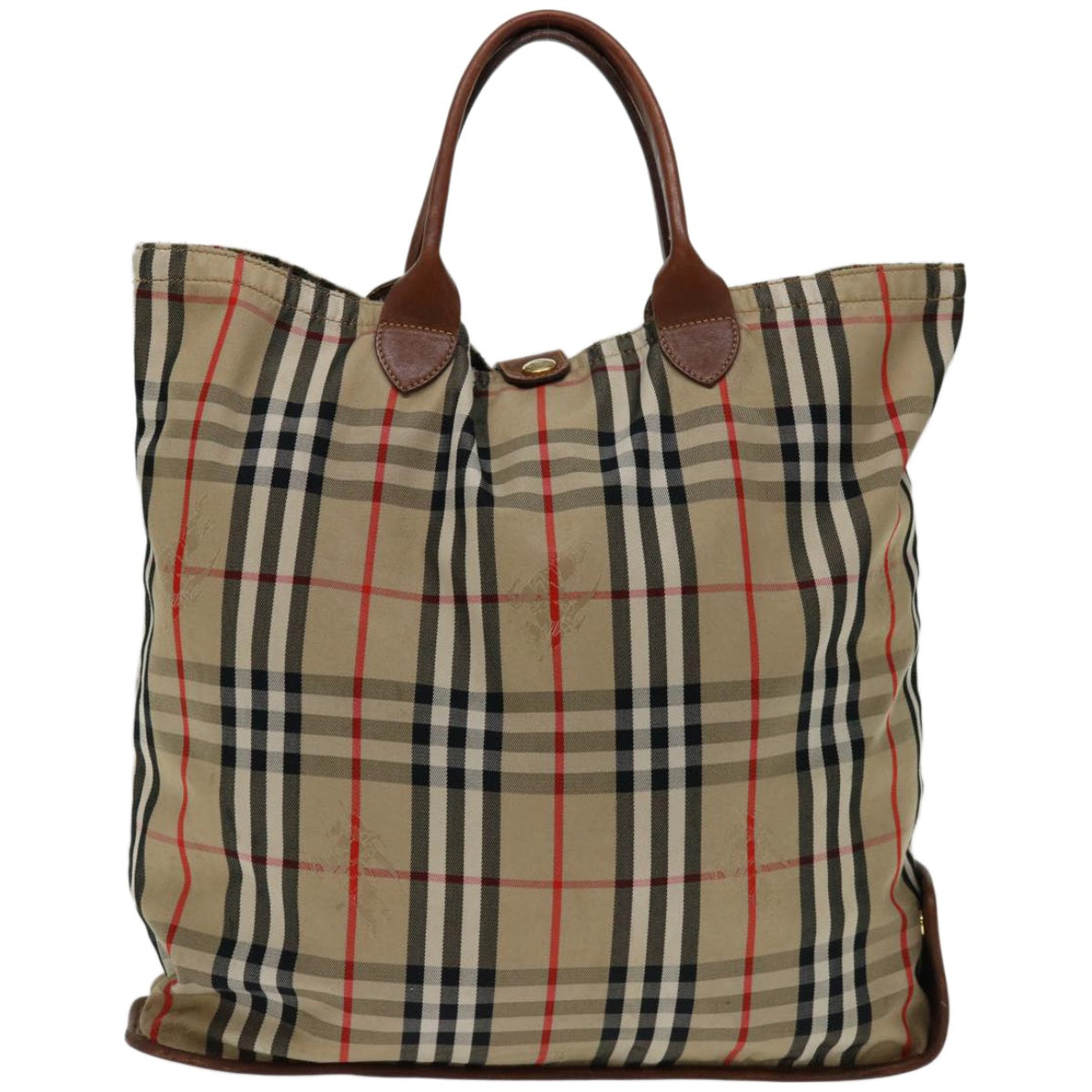 BURBERRY Nova Check Hand Bag Canvas Beige Auth bs12410