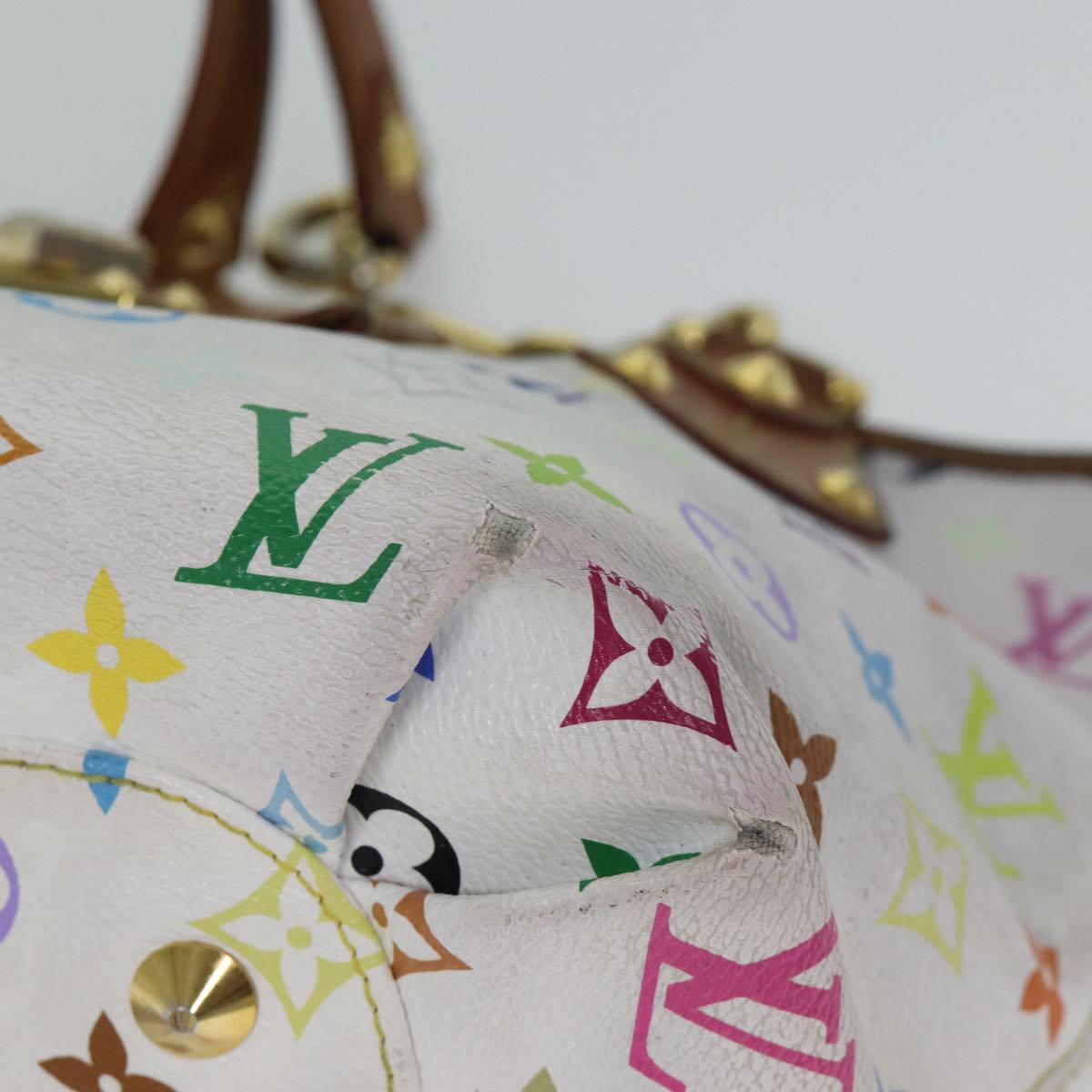 LOUIS VUITTON Monogram Multicolor Annie MM Tote Bag White M40307 LV Auth bs12421