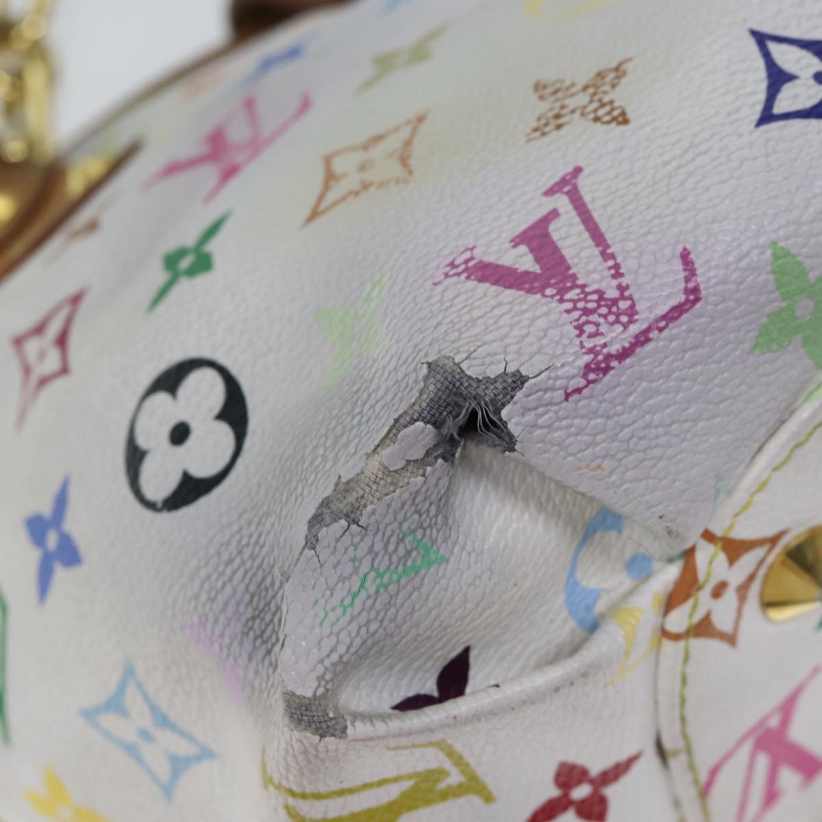 LOUIS VUITTON Monogram Multicolor Annie MM Tote Bag White M40307 LV Auth bs12421