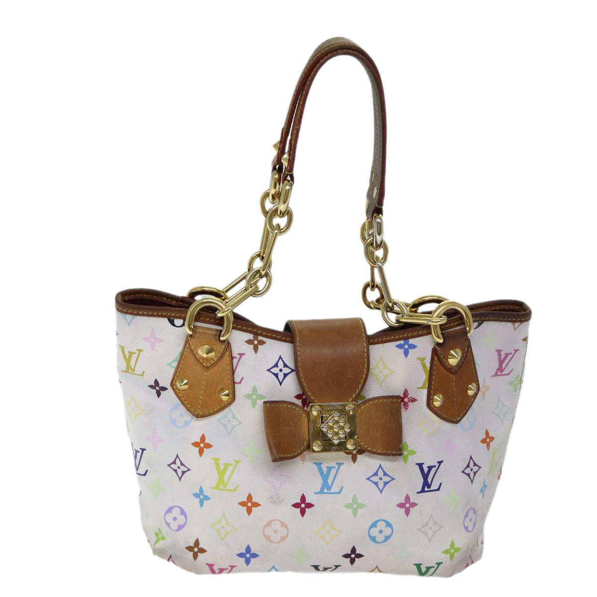 LOUIS VUITTON Monogram Multicolor Annie MM Tote Bag White M40307 LV Auth bs12421