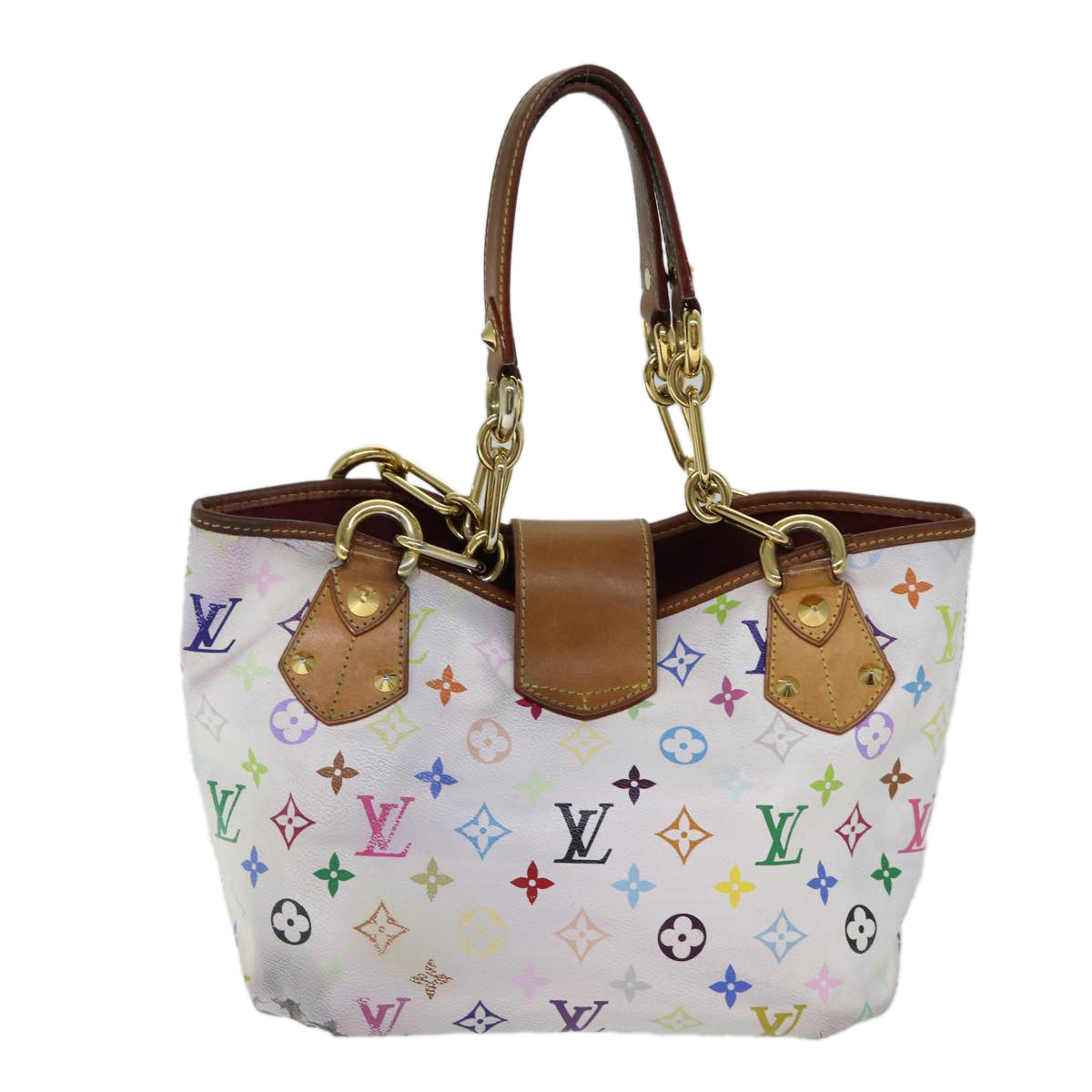 LOUIS VUITTON Monogram Multicolor Annie MM Tote Bag White M40307 LV Auth bs12421