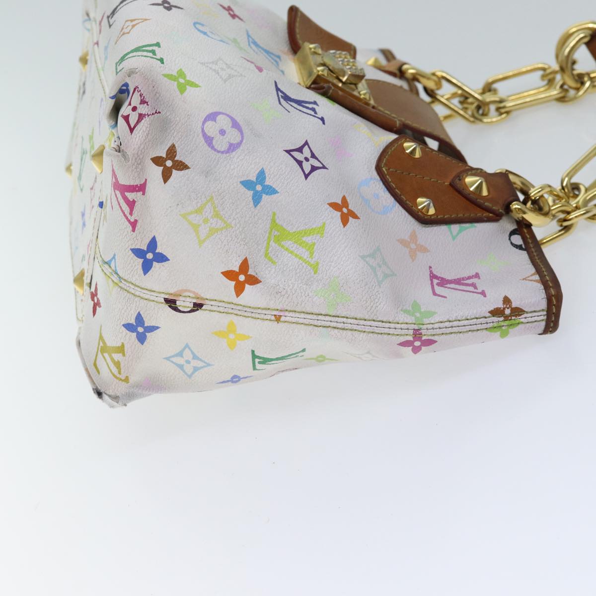 LOUIS VUITTON Monogram Multicolor Annie MM Tote Bag White M40307 LV Auth bs12421