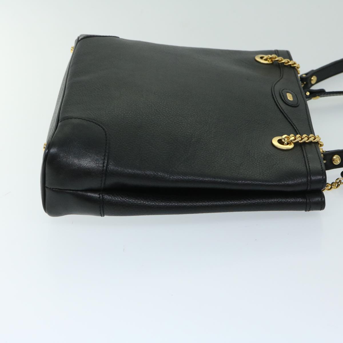 BALLY Chain Shoulder Bag Leather Black Auth bs12424