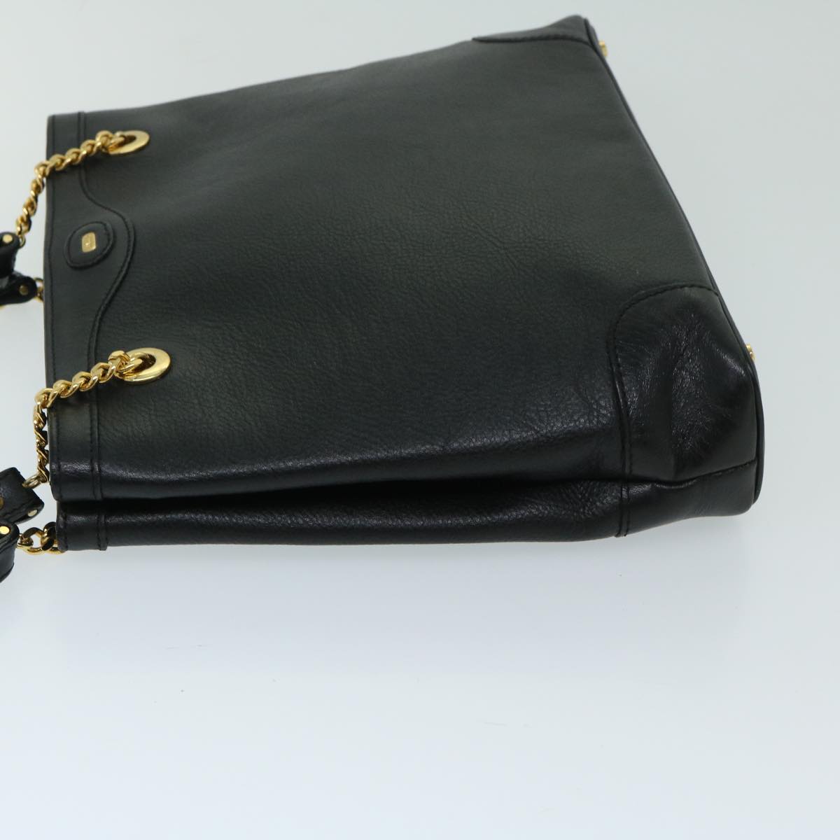 BALLY Chain Shoulder Bag Leather Black Auth bs12424