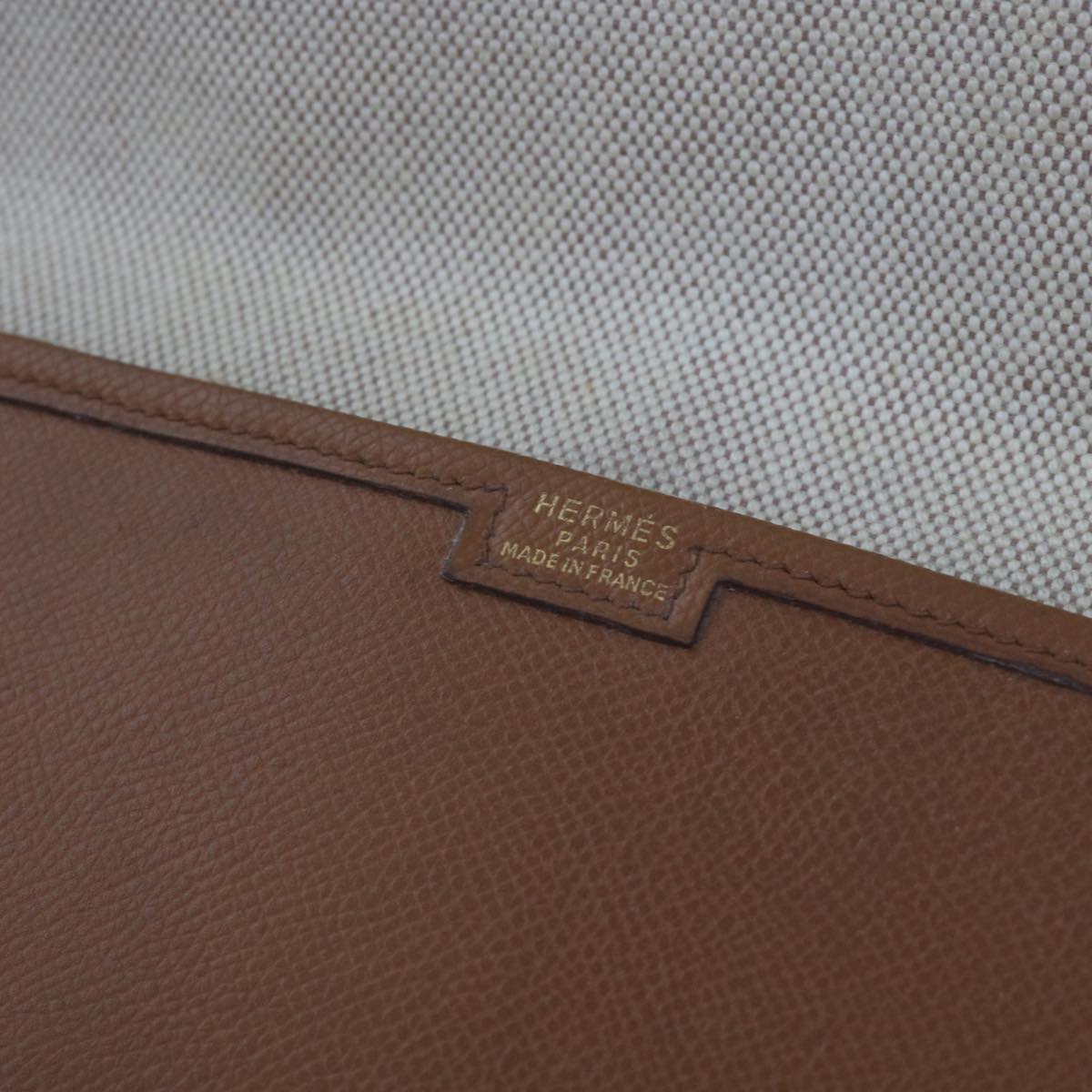 HERMES Clutch Bag Leather Brown Auth bs12425