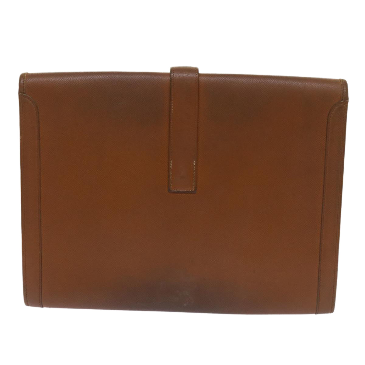 HERMES Clutch Bag Leather Brown Auth bs12425