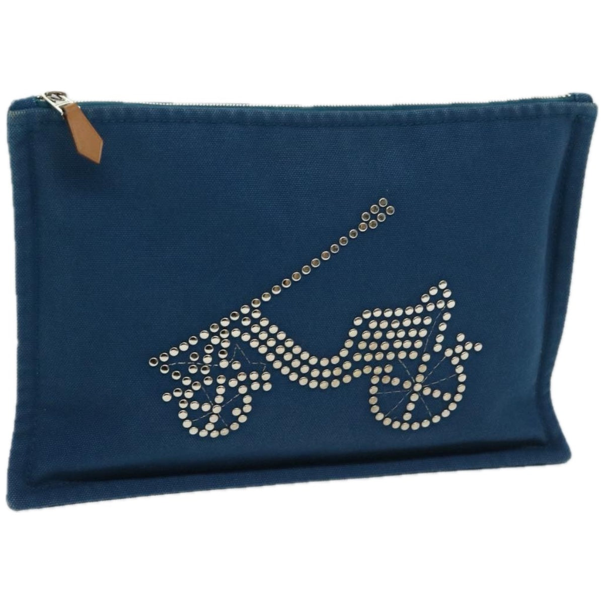 HERMES Pouch Canvas Blue Auth bs12426