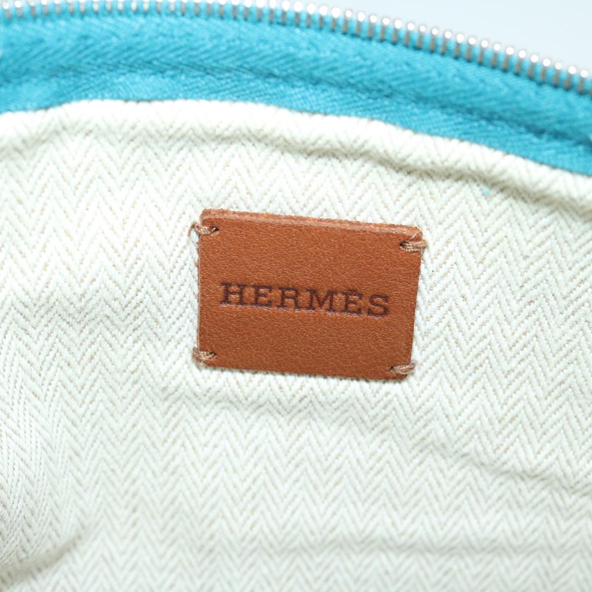 HERMES Pouch Canvas Blue Auth bs12426