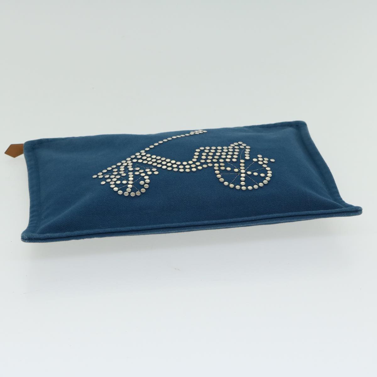 HERMES Pouch Canvas Blue Auth bs12426