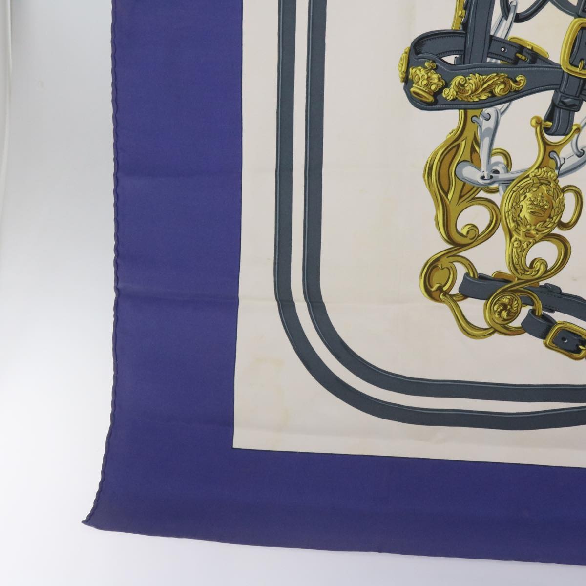 HERMES Carre 90 BLIDES de Gala Scarf Silk Blue Auth bs12430