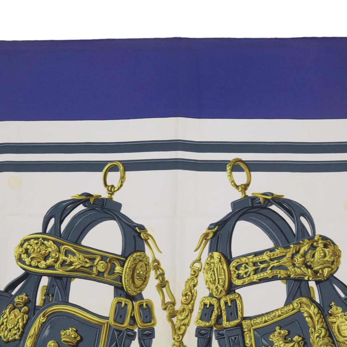 HERMES Carre 90 BLIDES de Gala Scarf Silk Blue Auth bs12430